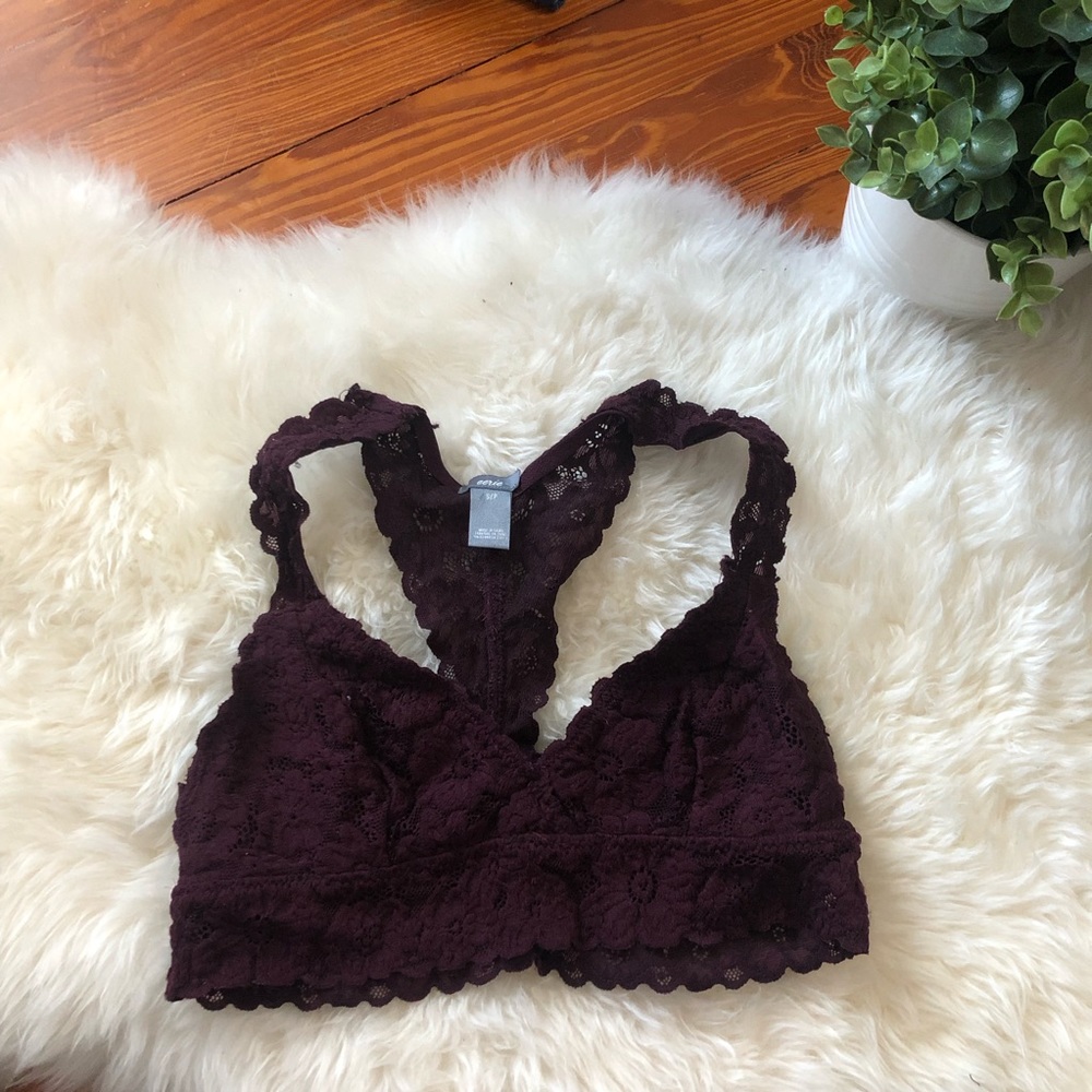 Aerie Burgundy Lace Bralette